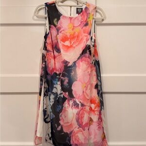 Vince Camuto Floral Dress with Pink and Cream Accents